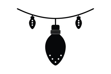 hanging christmas light vector icon silhouette ill