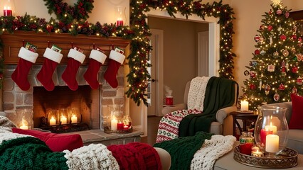 christmas tree with candles and decorations