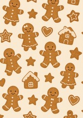 Obraz premium Charming gingerbread festive pattern.