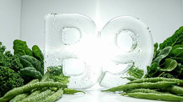 Vitamin B9 Ice Letters with Green Vegetables Health & Nutrition Boost