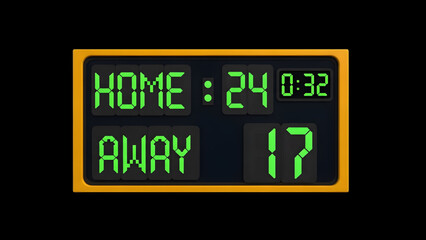 Fototapeta premium Sports Scoreboard Home vs Away Display with Timer in Green