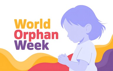 World orphan week illustration with a child silhouette and colorful abstract shapes