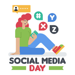 Happy social media day illustration