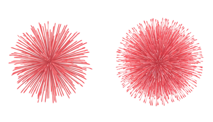 Two Red Fireworks Bursting isolated on a transparent background