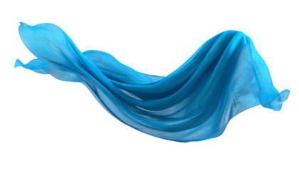 Blue Silk Fabric Flowing isolated on a transparent background 1