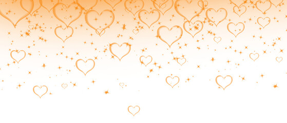 PNG Digital art of warm orange sky with glowing hearts and stars