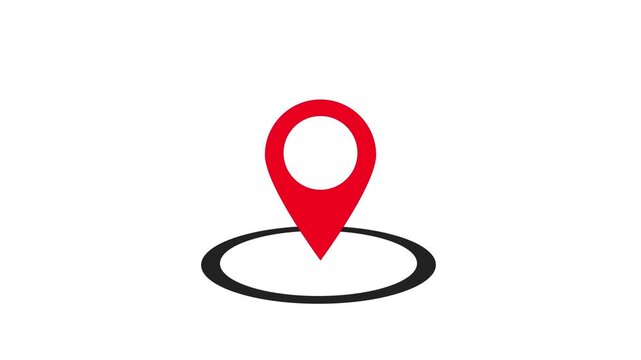 Animated Map Marker Red Pin &ndash; Location Icon Vector for Route and Map Videos