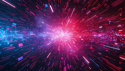 exploding into neon fragments