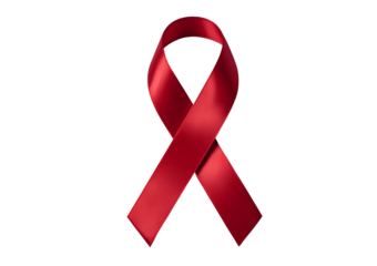 Red ribbon symbolizing aids awareness isolated on transparent background