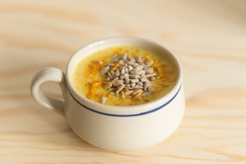 Nourishing Turmeric and Sunflower Seed Vegan Cream Soup