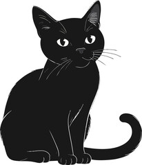 Black Cat Silhouette Minimalist Illustration