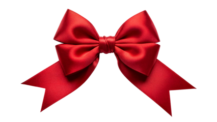 Red Satin Ribbon Bow Isolated on White Background