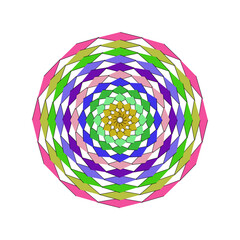 Colorful Geometric Spiral Mandala Art Design with intricate patterns and vibrant colors