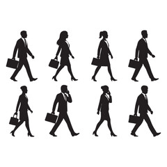 Business people walking silhouette vector 