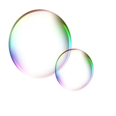 Two Rainbow Colored Bubbles with White Cross Shapes Inside isolated on a transparent background