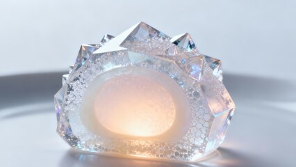 Abstract Sci-Fi Edible Geode with Light and Diamond Facets