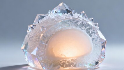 Futuristic Crystal or Geode Dessert with Glowing Center