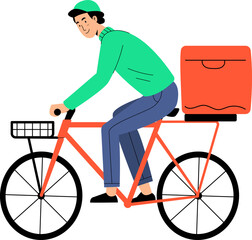 Courier Delivery Man with Bike Vector Illustration