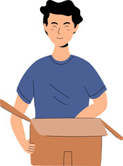 Customers Opened the Package Vector Illustration