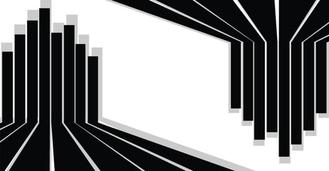 Abstract illustration of black lines converging towards a central white space, creating a perspective effect.