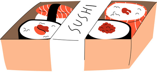 A Box of Sushi Vector Illustration