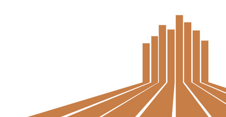 Abstract brown lines converging to create a stylized architectural or cityscape representation.