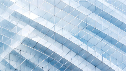 Abstrakcyjna szklana struktura geometryczna w odcieniach błękitu
