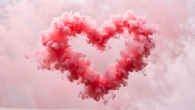 R&oacute;żowe serce z chmury dymu na jasnym tle