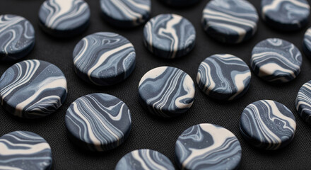 Abstract Marble Texture Clay Discs Scattered