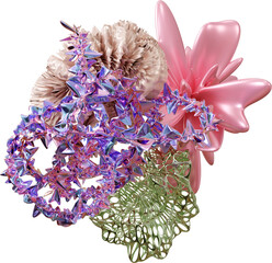 3D Organic nature morphing shapes composition, creative graphic abstract forms isolated clipart. Render of geometric biotechnology scientific illustration