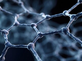 Network structure illuminated against a dark background with a photorealistic effect showcasing intricate details