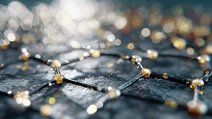 Exploration of a biosensor nanolayer showcasing intricate molecular structures in a neutral photorealistic setting