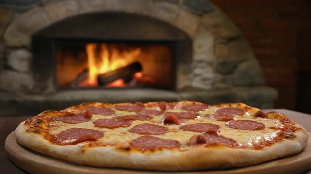 Eine frisch gebackene klassische Salamipizza