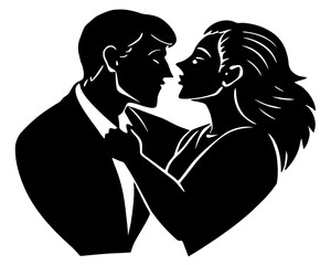 Lovers kissing silhouette vector illustration isolated on white background