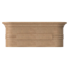 Wooden mantelpiece isolated on white background, architectural detail
