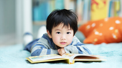 絵本を読む男の子
