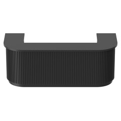 Modern black bar counter with fluted paneling on a white background