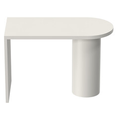 Modern white desk with a unique minimalist design on a white background