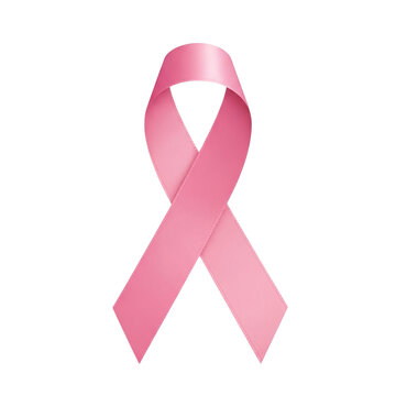 Pink cancer ribbon isolated on transparent background &ndash; classic looped shape symbolizing breast cancer awareness.
