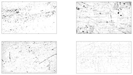 Rough black and white texture vector set. Distressed overlay texture. Grunge background. Abstract textured effect. Vector Illustration. Black isolated on white background. 