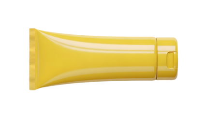 isolated [yellow squeeze tube]  on white PNG background stock file. 