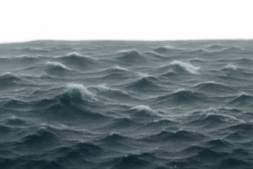 Choppy sea waves during a storm with rough ocean water creating a dynamic and powerful nature background, transparent