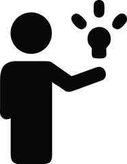 Person Pointing At Glowing Idea Bold Icon