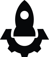 Rocket Launching From Gear Bold Icon