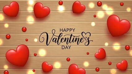 Valentine's day festive background with scattered hearts and bokeh