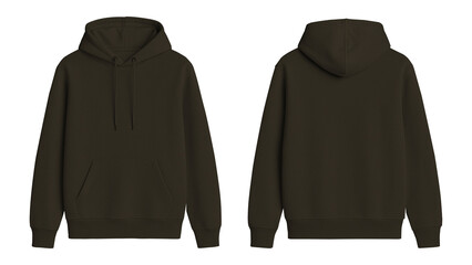 Blank Dark Brown Hoodie Mockup Front and Back View on Transparent Background © Drip