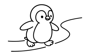 Fototapeta premium Cute penguin coloring page for kids to print and enjoy