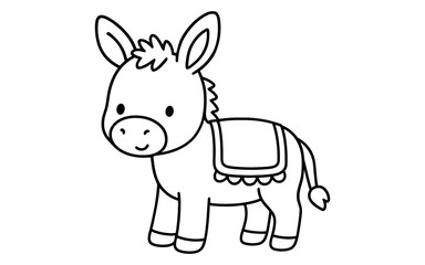 Cute cartoon donkey outline for kids coloring pages and crafts