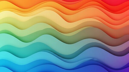 Obraz premium Flowing dimensional layers of vibrant rainbow colored waves create a modern abstract background