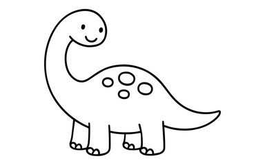 Obraz premium Cute dinosaur drawing outline with spots for kids coloring